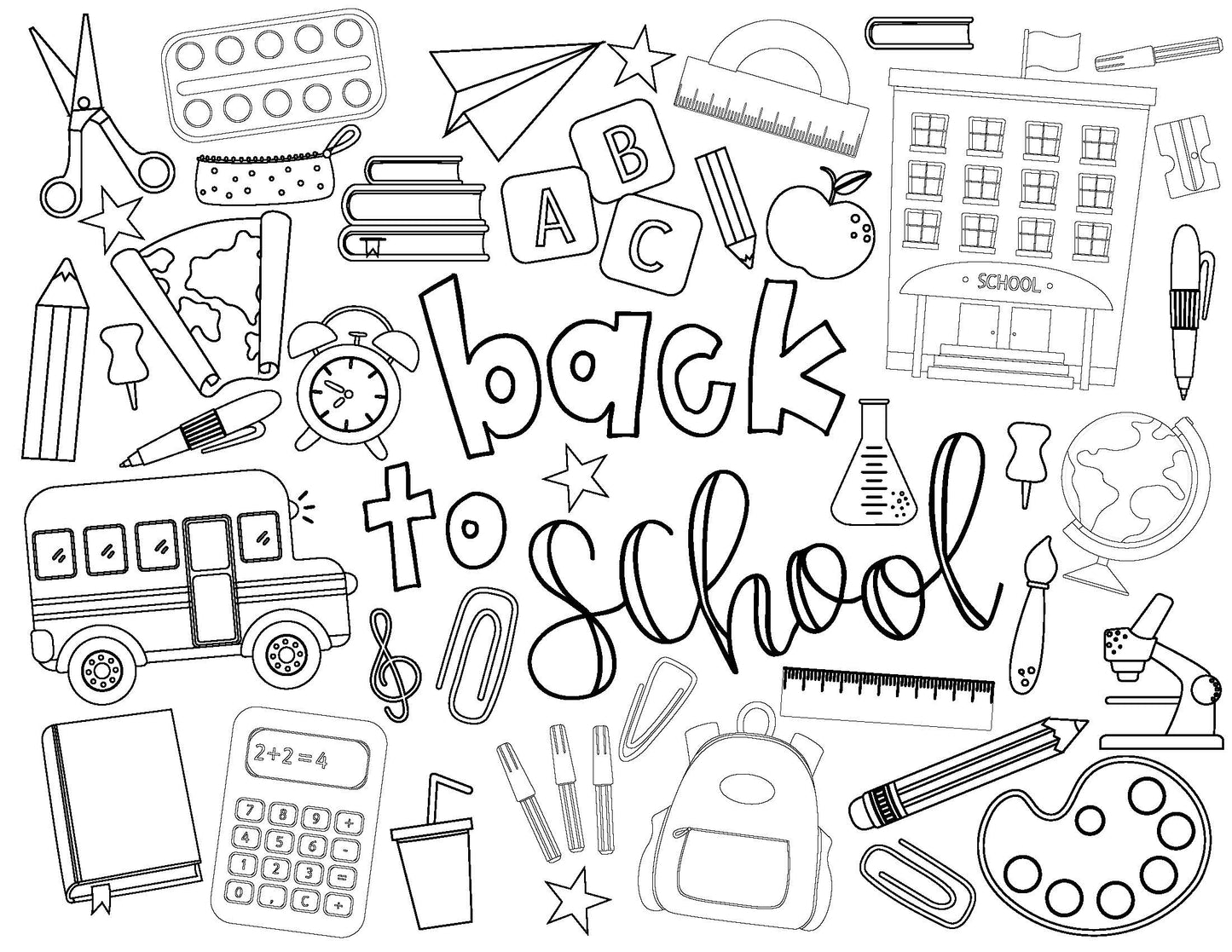Back to School Coloring Sheets