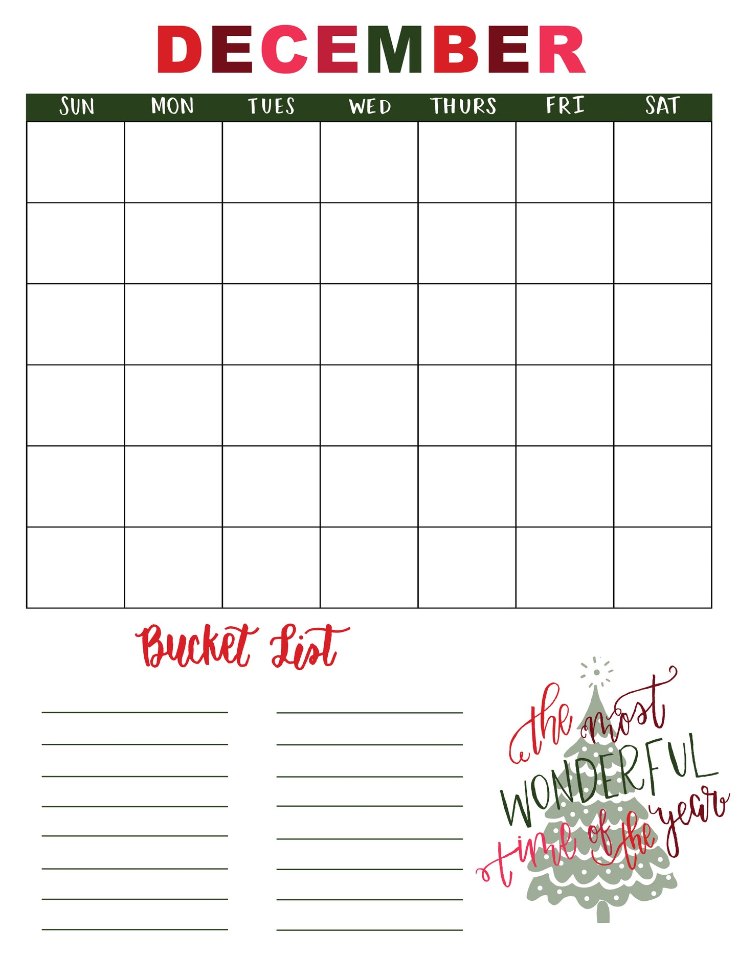 Reusable December Calendar