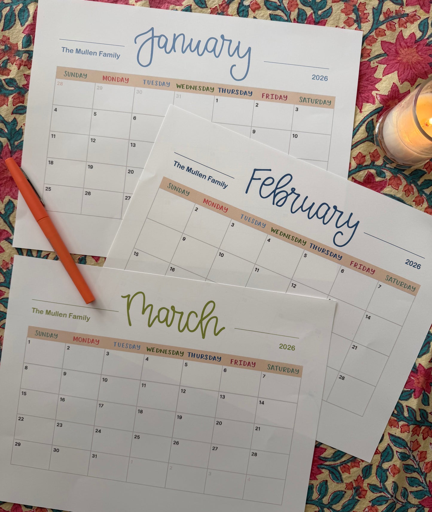 2026 Monthly Calendar