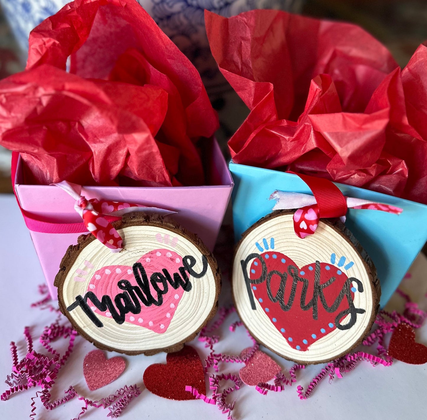 Custom Wooden Heart Tags