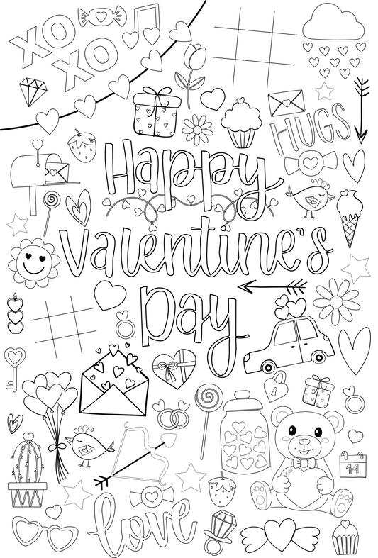 Large Valentine's Coloring Poster